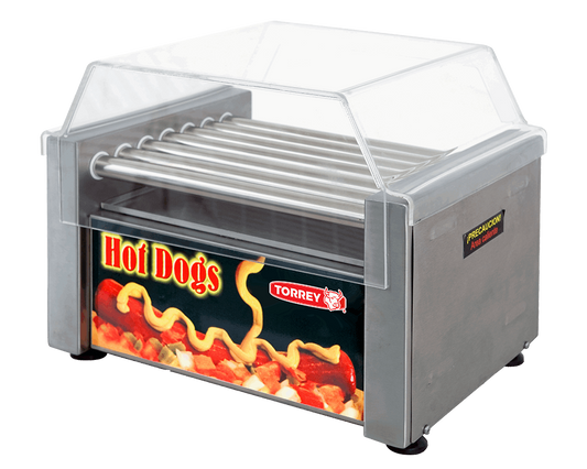 Capacidad de hasta 12 salchichas y 2 bolsas de pan en 15 minutos. Termostato para regular calor. Charola para escurrimientos. Incluye acrílico para mayor higiene.
