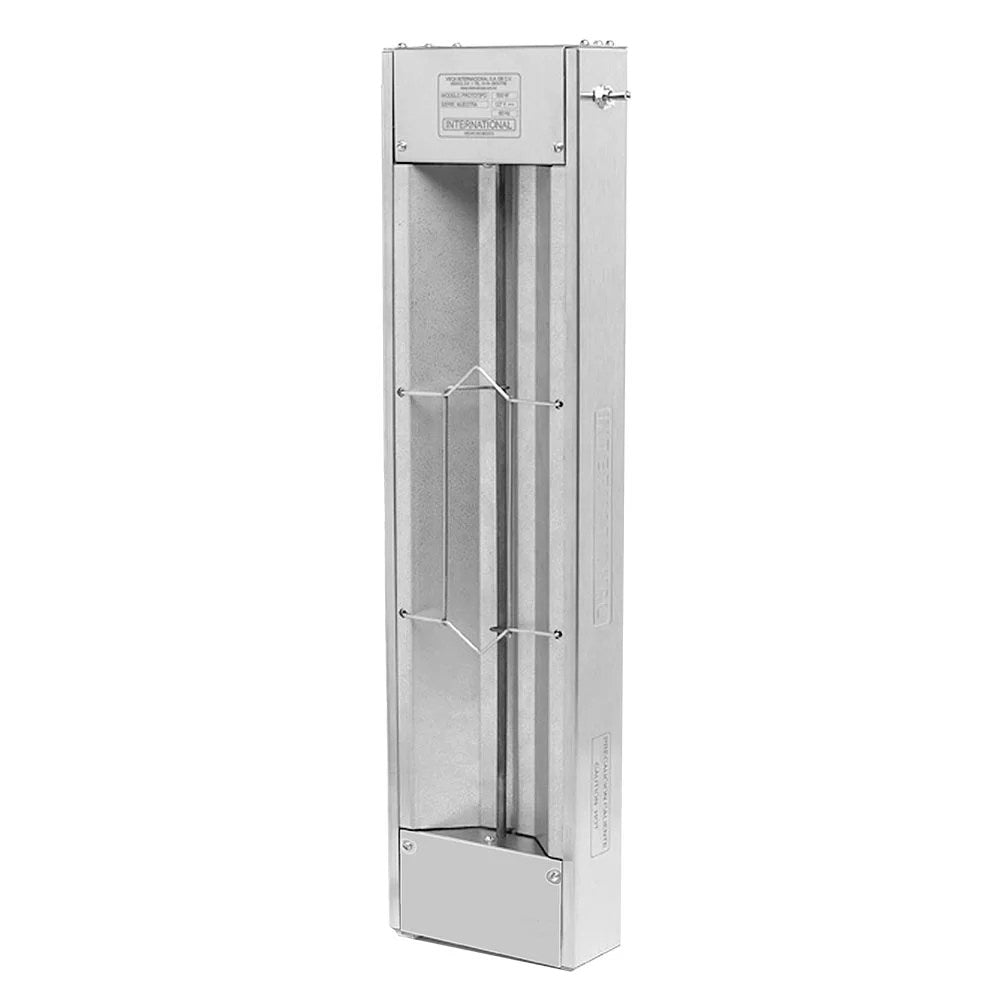 lámpara calentadora fabricada en acero inoxidable (envolvente) y lámina aluminizada (lámina radiante) calibre 20, cuenta con aislante interior para mejor aprovechamiento del calor, contiene un interruptor de encendido y apagado. La estructura usa barras de servicio para mantener caliente el platillo preparado, es fácil el manejo e instalación de la misma, la clavija no está incluida.