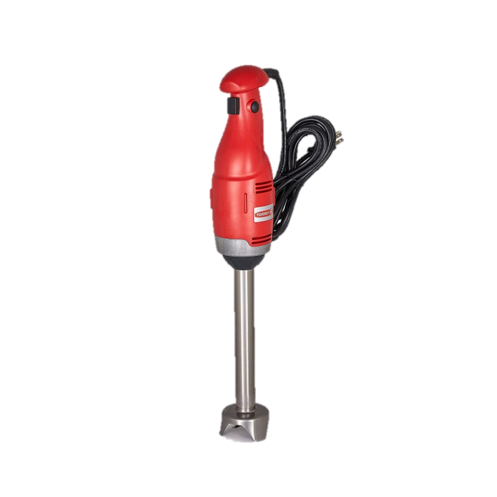 Turbolicuadora de inmersión Torrey con brazo de 22.5 cm de largo ideal para mezclar, moler o emulsionar directo en cualquier recipiente Construcción ergonómica con materiales de alta calidad Brazo de acero inoxidable de fácil limpieza Cuchillas triples de acero inoxidable de larga duración Soporte para pared Botón de seguridad para encendido