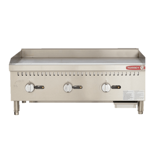 Plancha de gas construida en acero inoxidable tipo 430 para dar un mayor tiempo de vida. Estilo modular para combinarla con otros equipos y crecer tu food service conforme a tu demanda.