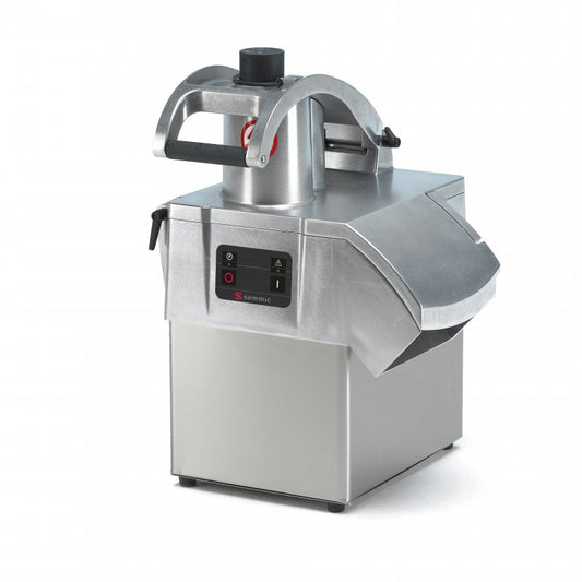 Se compone de un bloque motor de 1 velocidad y cabezal universal. Corte uniforme y de altísima calidad. Diseño ergonómico: permite cortar el producto en un solo movimiento. Salida del producto lateral: requiere menos fondo en la mesa de trabajo. Pisador y tapa fácilmente desmontables para su limpieza.